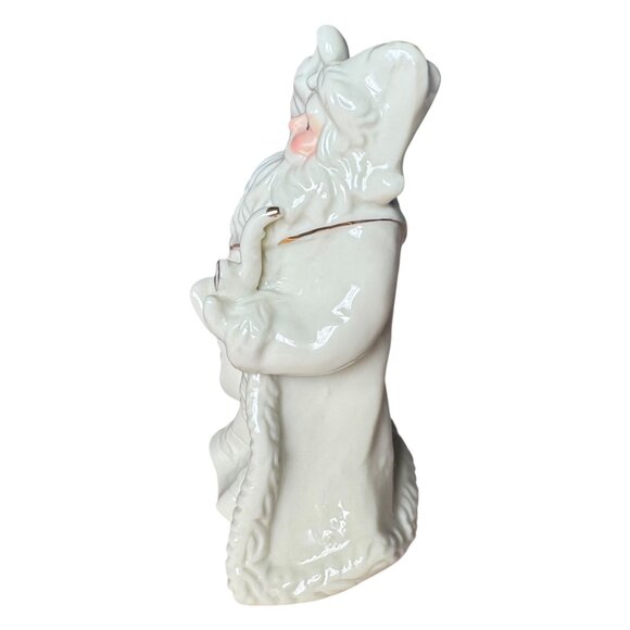 K's Collection Santa Ceramic 6 inch White Gold Christmas Holiday Decor Figurine - Picture 3 of 7